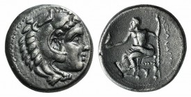 Kings of Macedon, Alexander III “the Great” (336-323 BC). AR Drachm (15mm, 4.25g, 12h). Sardis, c. 334-323 BC. Head of Herakles r., wearing lion's ski...