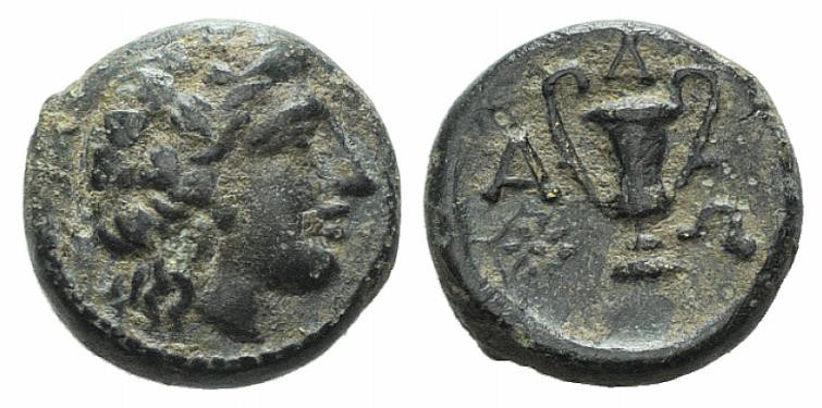 Thrace, Alopeconnesos, c. 400-300 BC. Æ (9.5mm, 1.50g, 6h). Laureate head of Apo...