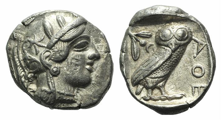 Attica, Athens, c. 454-404 BC. AR Tetradrachm (26mm, 17.16g, 9h). Head of Athena...