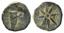 Pontos, Uncertain (Amisos?), c. 130-100 BC. Æ (23mm, 10.53g). Quiver; c/m: helmet within incuse circle. R/ Eight-pointed star; bow to r. SNG BM Black ...