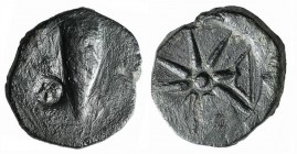 Pontos, Uncertain (Amisos?), c. 130-100 BC. Æ (23mm, 10.35g). Quiver; c/m: helmet within incuse circle. R/ Eight-pointed star; bow to r. SNG BM Black ...