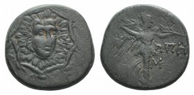 Paphlagonia, Sinope, c. 85-65 BC. Æ (21mm, 7.18g, 12h). Aegis. R/ Nike advancing r., holding palm; M to r. SNG BM Black Sea 1536-8. Green patina, VF