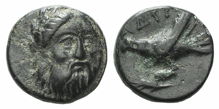 Mysia, Adramytion, 4th century BC. Æ (10mm, 1.59g, 3h). Laureate head of Zeus fa...