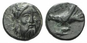 Mysia, Adramytion, 4th century BC. Æ (10mm, 1.59g, 3h). Laureate head of Zeus facing slightly r. R/ Eagle standing l. on base(?); grain ear to l. SNG ...