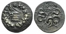 Mysia, Pergamon, c. 166-67 BC. AR Cistophoric Tetradrachm (27mm, 12.58g, 12h), c. 95-92 BC. Cista mystica with serpent; all within ivy wreath. R/ Bow ...