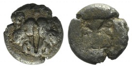 Lesbos, Unattributed early mint, c. 500-450 BC. BI 1/24 Stater (9mm, 0.88g). Confronted boars’ heads. R/ Four-part incuse square. HGC 6, 1069. Near VF...