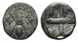 Ionia, Ephesos, c. 420-400 BC. AR Hemidrachm (10mm, 1.53g). Bee. R/ Quadripartite incuse square. SNG Copenhagen 207. Porous, Good Fine