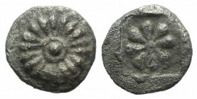 Ionia, Erythrai, c. 480-450 BC. AR Hemiobol (5mm, 0.30g). Rosette. R/ Simpler rosette within incuse square. Traité II 1976; Klein 387. VF