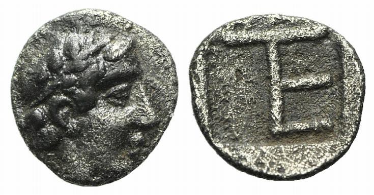 Ionia, Kolophon, c. 450-410 BC. AR Tetartemorion (5mm, 0.23g, 7h). Laureate head...