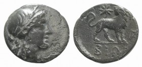 Ionia, Miletos, c. 190/80-120 BC. AR Hemidrachm (14mm, 2.28g, 12h). Bion, magistrate. Laureate head of Apollo r. R/ Lion standing r., head l.; star ab...