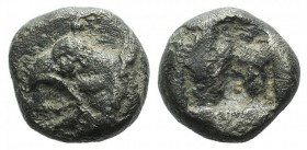 Ionia, Phokaia, c. 521-478 BC. AR Hemidrachm (8mm, 1.47g). Head of griffin l. R/ Quadripartite incuse square. SNG Copenhagen (Cyprus, etc.) 350; SNG K...