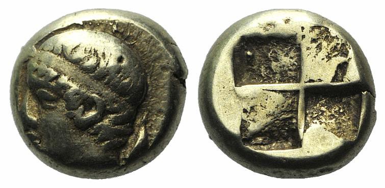 Ionia, Phokaia, c. 478-387 BC. EL Hekte – Sixth Stater (9mm, 2.57g). Head of you...