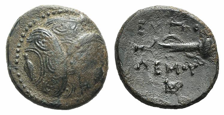 Caria, Mylasa. Eupolemos (c. 295-280 BC). Æ (17mm, 4.47g, 12h). Three overlappin...