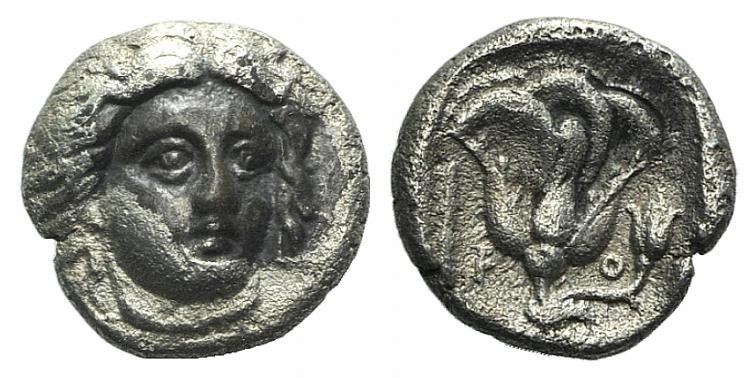 Islands of Caria, Rhodes, c. 340-316 BC. AR Hemidrachm (10mm, 1.52g, 12h). Head ...