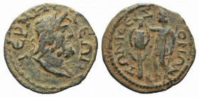 Pisidia, Termessus Major. Pseudo-autonomous issue, c. 3rd century AD. Æ (27mm, 8.07g, 6h). Laureate head of Zeus r. R/ Emperor standing l., erecting t...