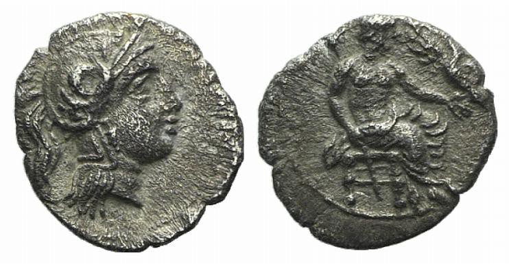 Cilicia, Uncertain, 4th century BC. AR Obol (9mm, 0.71g, 12h). Helmeted head of ...