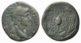 Kings of Commagene, Antiochos IV (AD 38-72). Æ (27mm, 16.27g, 12h). Diademed head r. R/ Scorpion; all within wreath. RPC I 3854. SNG Copenhagen 1. Bro...