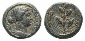 Seleukis and Pieria, Antioch. Pseudo-autonomous issue, time of Hadrian (117-138). Æ (14mm, 3.96g, 12h), year 177 (AD 128/9). Head of Apollo r., wearin...