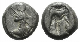 Achaemenid Kings of Persia, c. 480-420 BC. AR Siglos (14mm, 5.18g). Persian king or hero r., in kneeling-running stance, holding bow and dagger, quive...