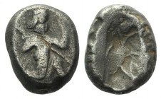 Achaemenid Kings of Persia, c. 450-375 BC. AR Siglos (14mm, 5.48g). Persian king or hero r., in kneeling-running stance, holding bow and dagger, quive...