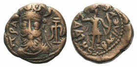 Kings of Elymais, Phraates (c. AD 100-150). Æ Drachm (14mm, 3.39g, 12h). Facing bust wearing tiara; anchor to r. R/ Artemis standing r., holding bow a...