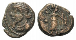 Kings of Elymais, “Prince A” (c. 200-250 AD). Æ Unit (12mm, 2.65g, 1h). Diademed bust l. R/ Artemis standing r., holding bow and plucking arrow from q...