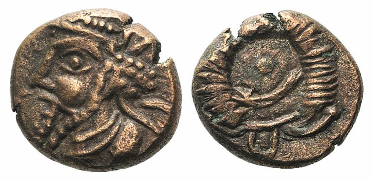 Kings of Elymais, Unidentified King. Æ Unit (10mm, 1.46g). Bust l. R/ Crescents ...