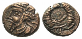 Kings of Elymais, Unidentified King. Æ Unit (10mm, 1.46g). Bust l. R/ Crescents and dots within wreath. Cf. Van’t Haaff Type 21.2. Good VF