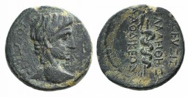 Augustus (27 BC-AD 14). Phrygia, Laodicea ad Lycum. Æ (15mm, 3.00g, 12h). Zeuxis philalethes, ‘magistrate’, c. 15 BC. Bare head r.; lituus to r. R/ Se...
