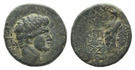 Claudius (41-54). Phrygia, Laodicea ad Lycum. Æ (17mm, 4.60g, 12h). Anton. Polemon, son of Zenon. Bare head r. R/ Zeus Laodiceus standing l., holding ...