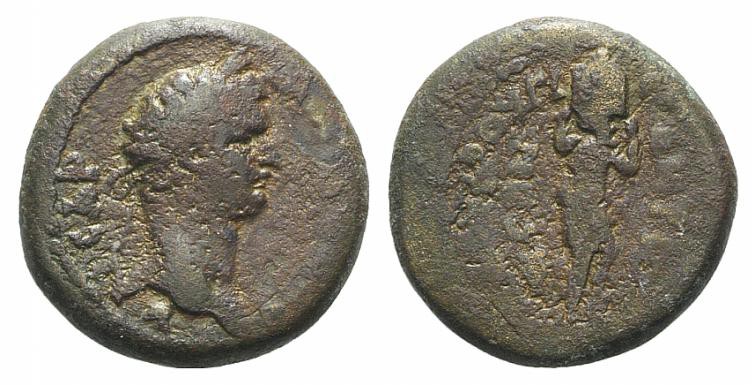 Domitian (81-96). Caria, Antioch ad Maeandrum. Æ (16mm, 4.14g, 1h). Ti. Kl. Agla...