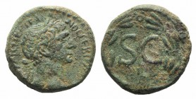 Trajan (98-117). Seleucis and Pieria, Antioch. Æ (21mm, 8.17g, 12h). Laureate head r. R/ Large SC; I below; all within laurel wreath. McAlee 487j; RPC...