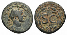 Hadrian (117-138). Seleucis and Pieria, Antioch. Æ (26mm, 11.92g, 12h). Laureate, and cuirassed bust r. R/ Large SC; I below; all within laurel wreath...