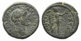 Antoninus Pius (138-161). Pisidia, Antioch. Æ (18mm, 4.63g, 12h). Laureate head r. R/ Nike advancing r., holding wreath and palm. RPC IV online 816 (t...
