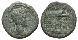 Commodus (177-192). Troas, Alexandria. Æ (24mm, 7.66g, 1h). Laureate head r. R/ Tetrastyle temple in perspective enclosing statue of Apollo Smintheus....