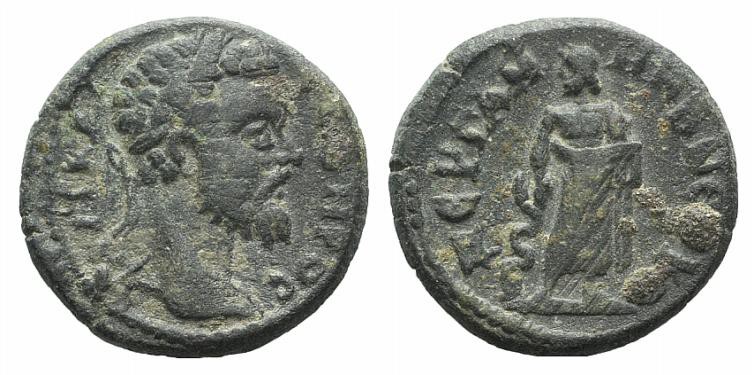 Septimius Severus (193-211). Mysia, Pergamon. Æ (18mm, 3.65g, 6h). Laureate head...