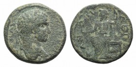 Caracalla (198-217). Pisidia, Andeda. Æ (24mm, 11.17g, 11h). […] MAY ANTΩNIN[…], Laureate head r. R/ ANΔHΔEΩN, Zeus seated l., holding phiale(?) and s...