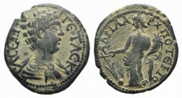 Geta (Caesar, 198-209). Phrygia, Hadrianopolis-Sebaste. Æ (23mm, 5.73g, 6h). Bare-headed, draped and cuirassed bust r. R/ Tyche standing l., holding r...