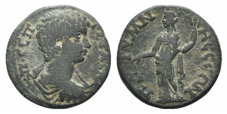 Geta (Caesar, 198-209). Phrygia, Prymnessus. Æ (25mm, 8.02g, 12h). Bare-headed, ...