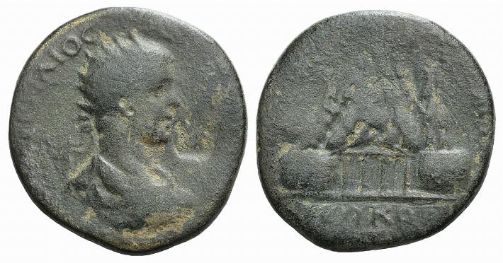 Elagabalus (218-222). Cappadocia, Caesarea. Æ (33mm, 19.69g, 12h). Radiate, drap...