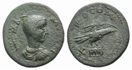 Maximus (Caesar, 235-238). Troas, Alexandria. Æ (25mm, 8.13g, 6h). Bare-headed, draped and cuirassed bust r. R/ Eagle standing r., wings spread, on bu...
