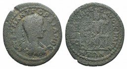 Gordian III (238-244). Lydia, Magnesia ad Maeandrum. Æ (30mm, 8.62g, 6h). Laureate, draped and cuirassed bust r. R/ Serapis seated l., holding patera ...