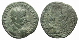 Philip I (244-249). Cilicia, Diocaesarea. Æ (33mm, 21.43g, 6h). Radiate, draped and cuirassed bust r.; c/m: star in circle within incuse punch. R/ Two...