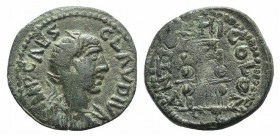Claudius II (268-270). Pisidia, Antioch. Æ (25mm, 7.86g, 6h). Radiate, draped and cuirassed bust r. R/ Vexillum between two signa. SNG BnF 1335-7 var....