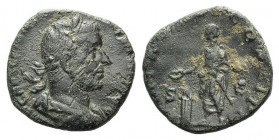 Trebonianus Gallus (251-253). Æ Sestertius (25mm, 11.23g, 12h). Rome, AD 253. Laureate, draped and cuirassed bust r. R/ Emperor standing l., sacrifici...