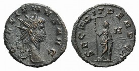 Gallienus (253-268). Radiate (19mm, 3.80g, 12h). Rome, 260-8. Radiate head r. R/ Securitas standing l., holding sceptre and resting arm on column; H. ...