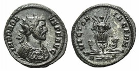 Probus (276-282). Radiate (20mm, 4.15g, 6h). Rome, AD 281. Radiate and cuirassed bust r. R/ Trophy; bound captives seated to either side; R-thunderbol...