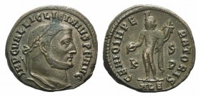 Licinius I (308-324). Æ Follis (22mm, 6.88g, 12h). Alexandria, 308-310. Laureate head r. R/ Genius standing l., holding patera and cornucopiae; K/SP/A...