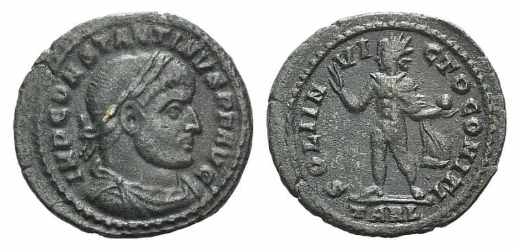 Constantine I (307/310-337). Æ Follis (20mm, 3.22g, 6h). Arelate, 313-4. Laureat...