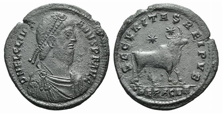 Julian II (360-363). Æ (29mm, 8.69g, 11h). Heraclea, 361-3. Pearl-diademed, drap...